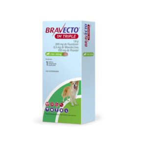 Bravecto® 1M Triple Antiparasitario Interno y Externo para Perros – Protección: 1 Meses