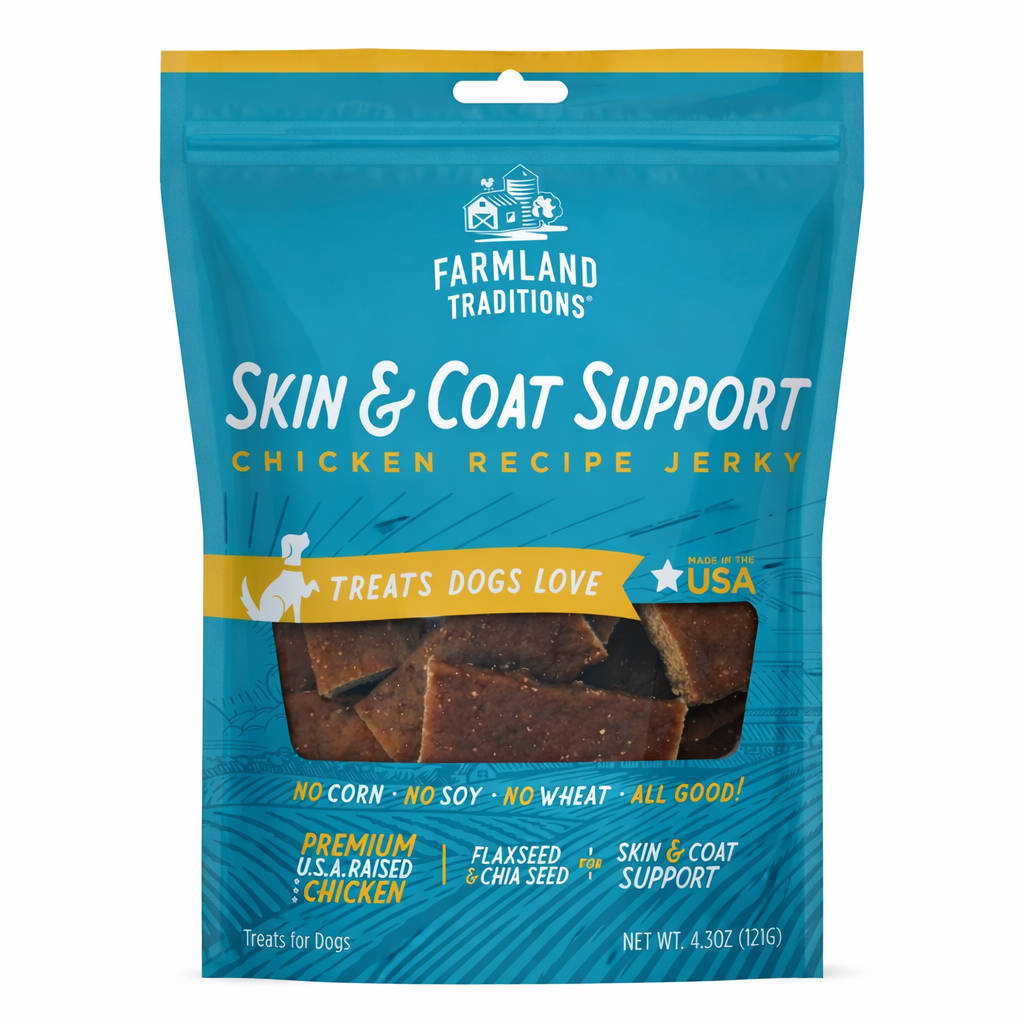 farmland traditions® skin & coat support chicken recipe jerky