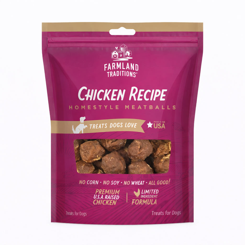 farmland traditions chicken recipe homestyle meatballs – treats para perros 170g