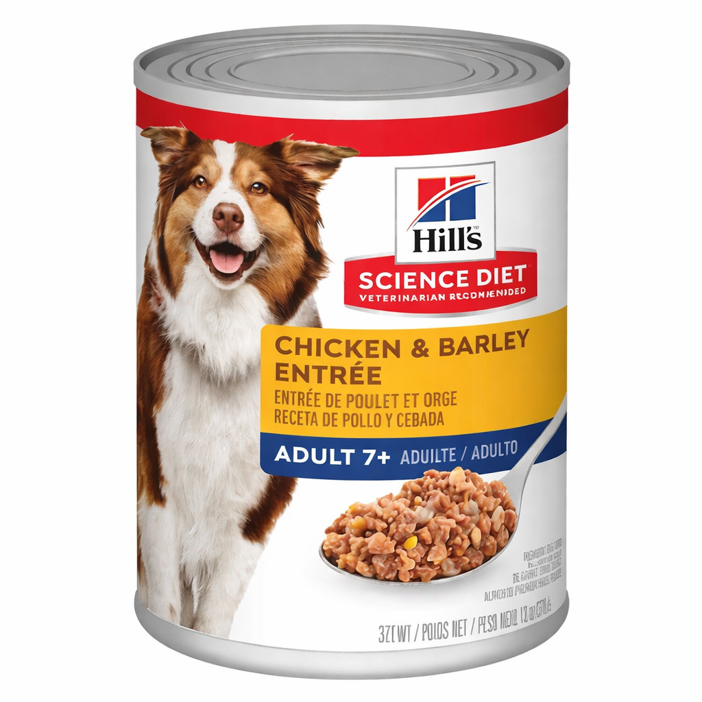 hill’s® science diet® adult 7+ chicken & barley entrée – lata para perros adultos mayores