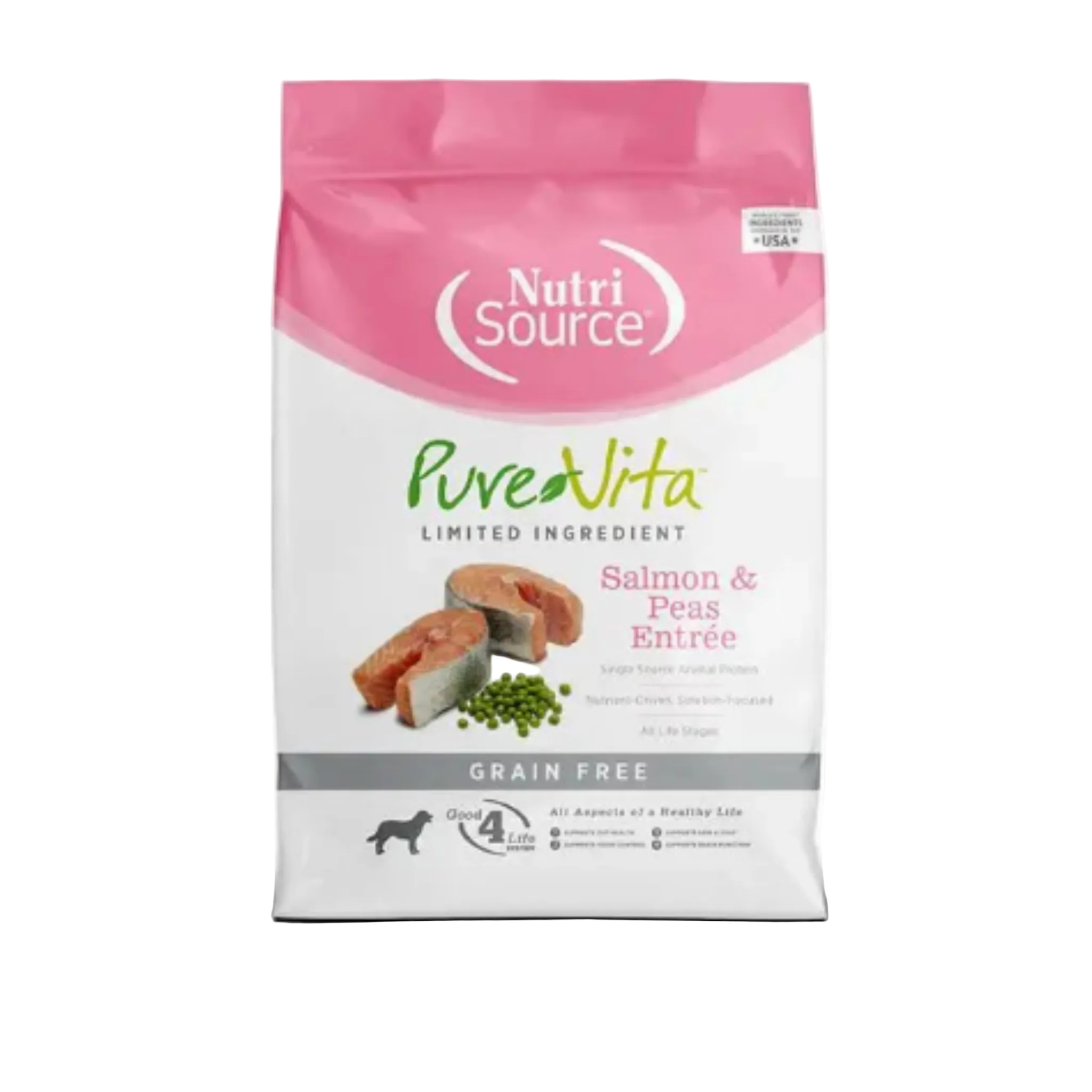 nutrisource purevita salmon & peas entrée – alimento seco grain free para perros